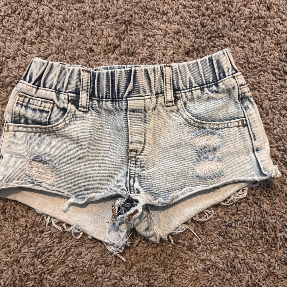 Distressed Light Blue Denim Shorts